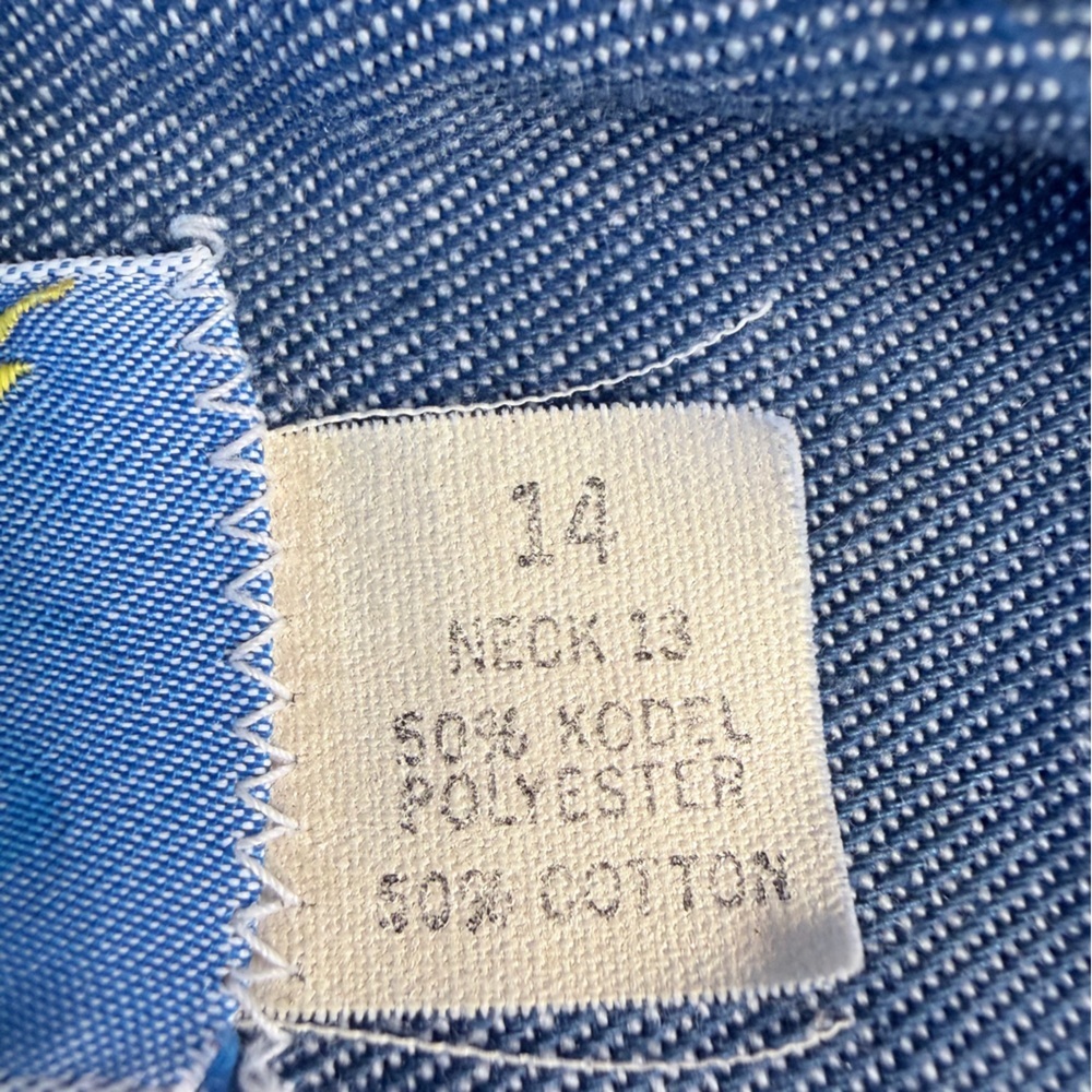 Wrangler Dragon Embroidered Western Denim Blue Red Button Down Collared Shirt 14 - Picture 7 of 10